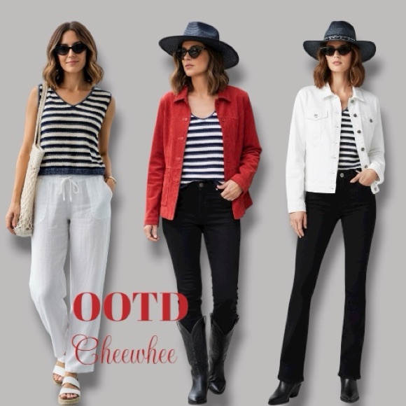 Sweater Vest V-Neck Navy Cream Light Blue Sparkly Striped Crochet Knit Size M - Picture 13 of 16